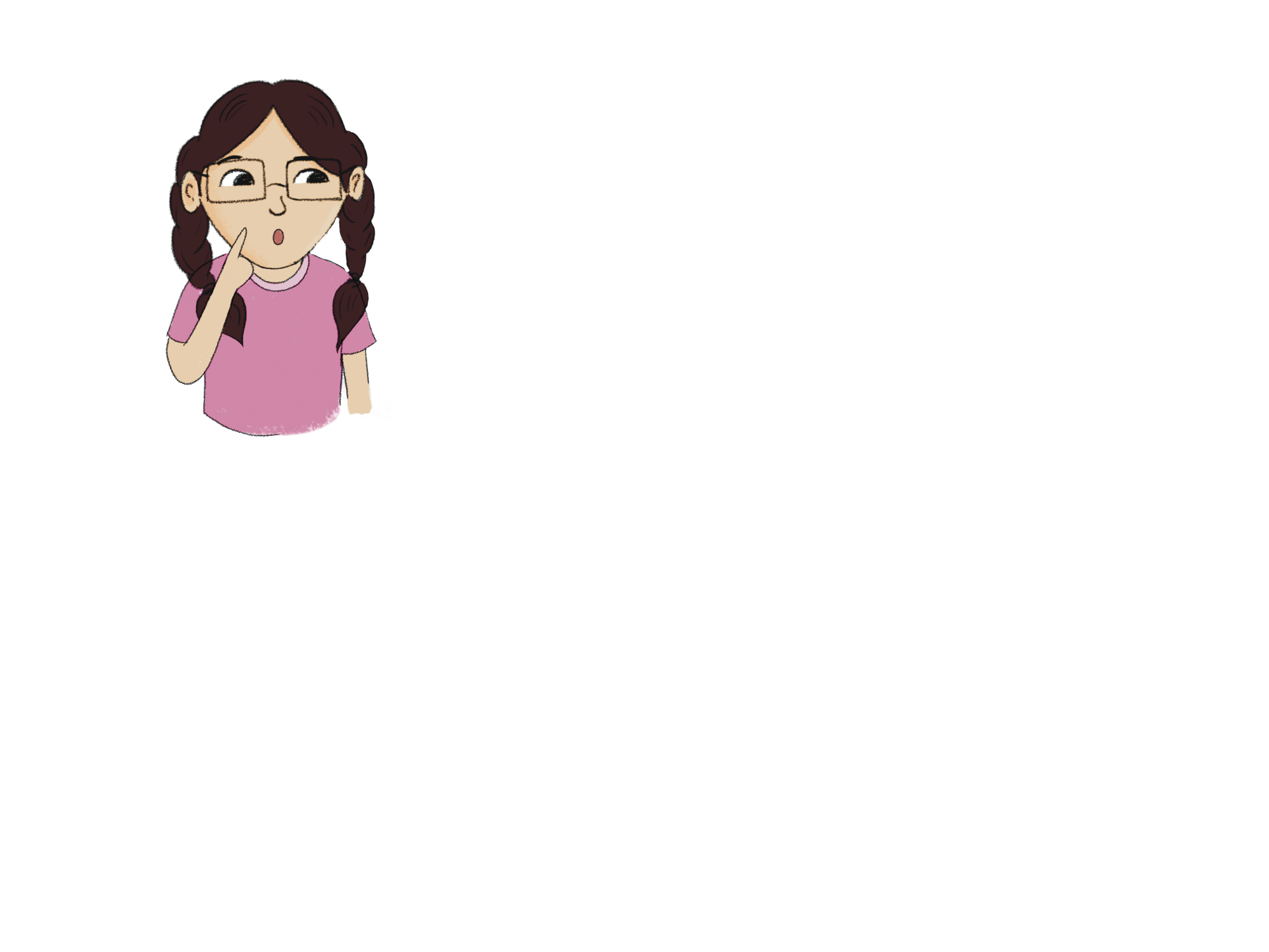 Hand-drawn illustration of a young child thinking