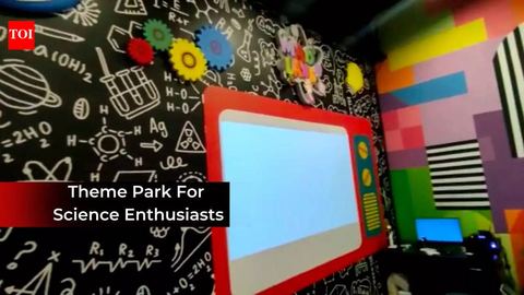 A colourful Madlabs installation wall, still from the Times of India video
