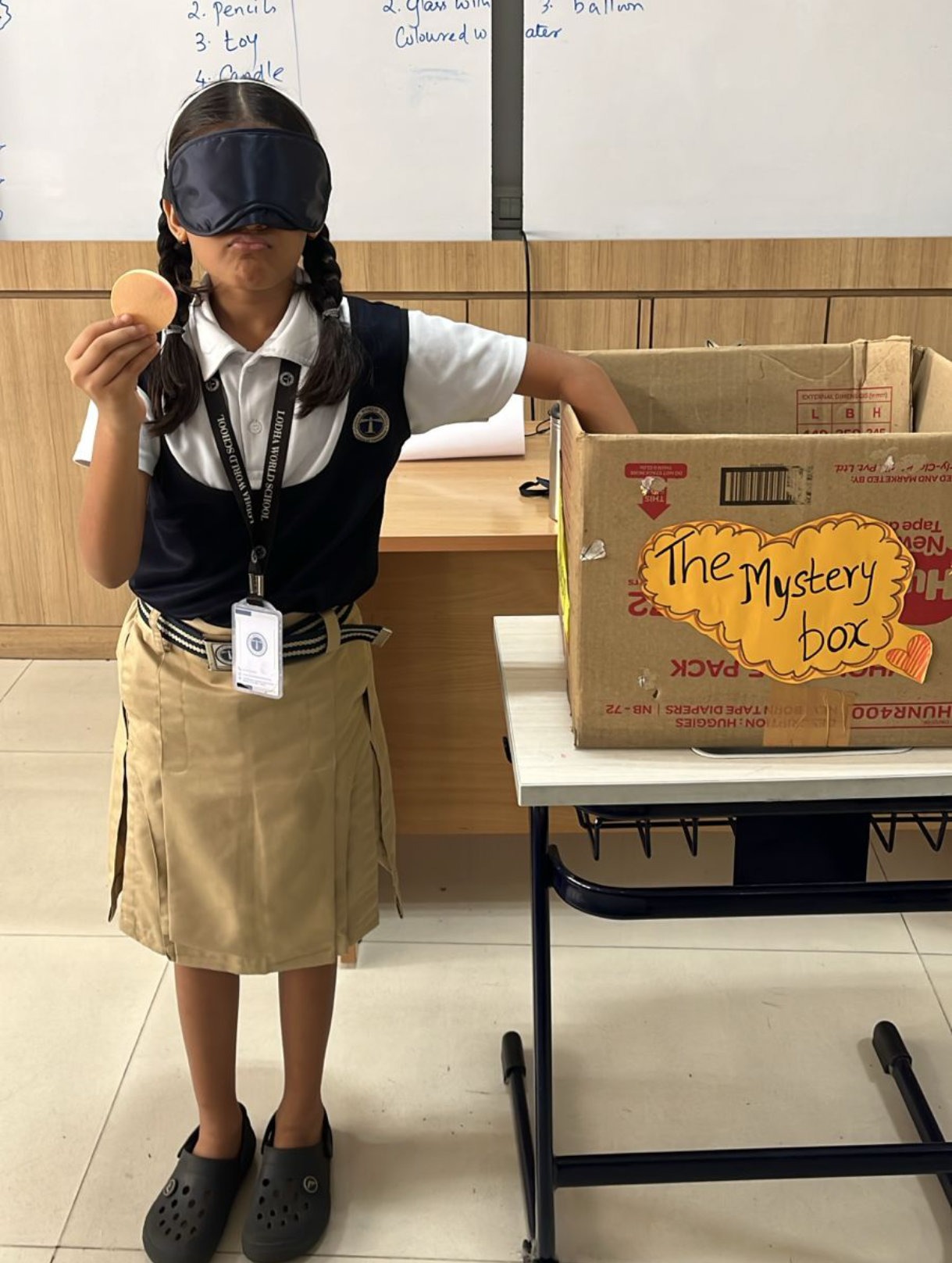 A mystery box activity from a third-grade science class