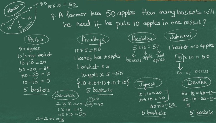 A child's reasoning written out on a marked worksheet